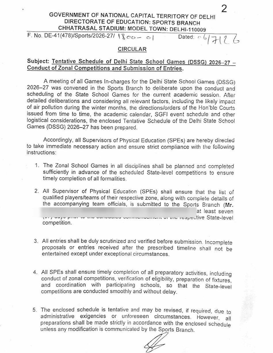 Directorate of Education circular, 6 July 2026, page 2
