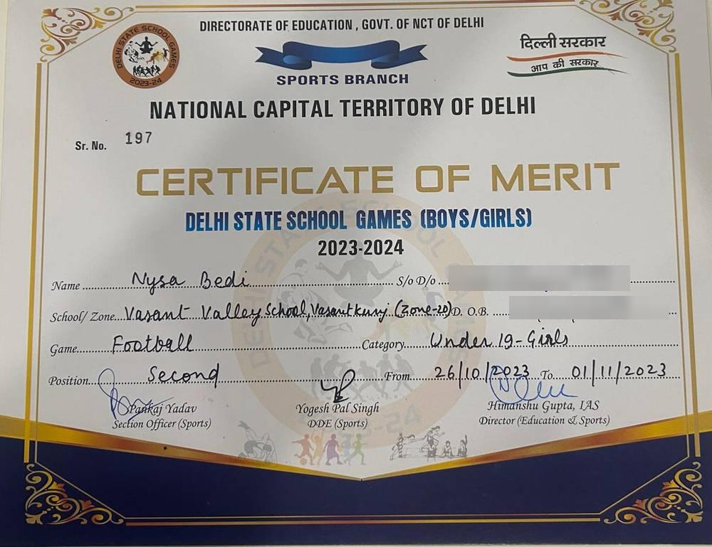 Delhi State School Games 2023-24