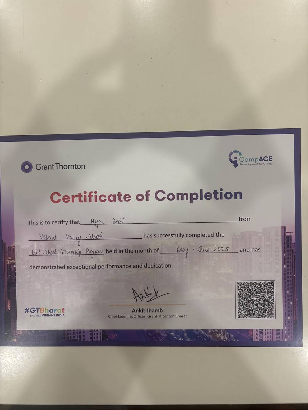 hi!School GTernship, Grant Thornton Bharat