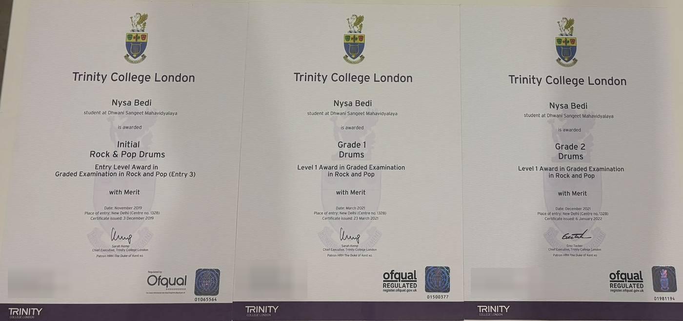 Trinity College London, Drums